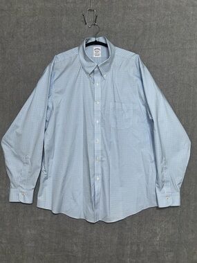17-35 Brooks Brothers Regent Fit 1818 Non Iron Stretch Supima Cotton Blue White